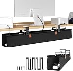 Zilink No Bac de gestion des câbles sous bureau 30" Organisateur de cordons pour le bureau de fixation de table / vis Gestion de câble Étanches Hideuses de cordon de tissu imperméables pour bureau, Maison