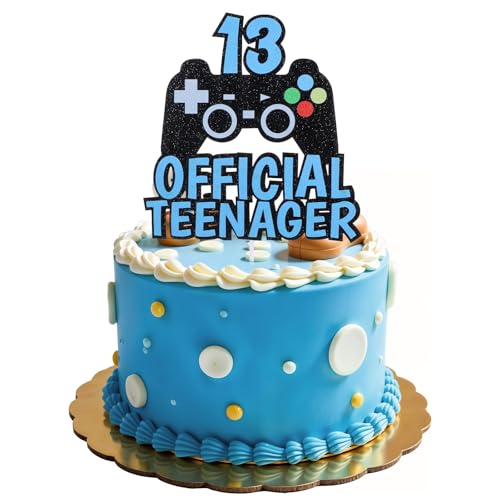 13th Video Game Birthday Cake Topper 13th Birthday Decorations for Boys, Official Teenager CakeTopper, Gamepad Cake Topper for Party, Video Game Cakes Topper