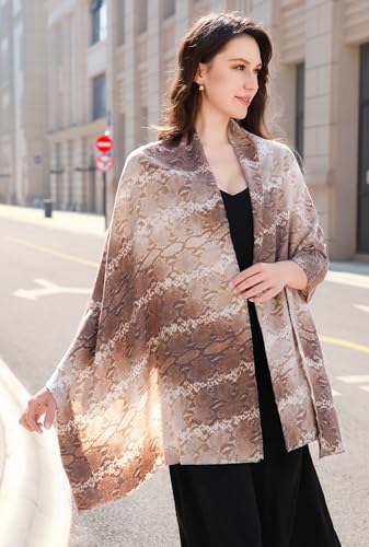 Wander Agio Womens Leopard Print Pashmina Shawl Jacquard Wraps Evening Wrap Long Spring Summer Scarf Fall Classic Shawls3