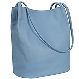 Iswee Genuine Leather Bucket Bags Hobo Shoulder Bags Purse and Handbags for Women (Light Blue-Lichee