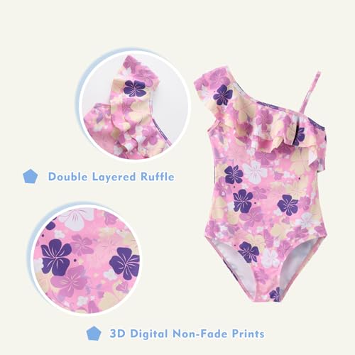 Image of Girls One Piece Swimsuits Hawaiian Ruffle Swimwear Kids Summer Bathing Suit 3-14 Years