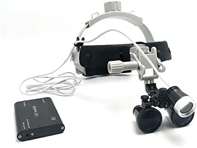 3.5X Loupes Binocular Glass Magnifier Leather Headband DY-108 New Type with LED Headlight (White)