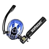 Tauchtank mit Gesichtsabdeckung, tragbares Tauch-Lungen-Set – tragbarer Tauchtank – wiederverwendbares Set von 0,5 l mit Gesichtsabdeckung, Unterwasserkapazität von 6 bis 12 °C