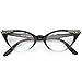zeroUV - Vintage Cateyes 80s Inspired Fashion Clear Lens Cat Eye Glasses with Rhinestones (Black-Fade)