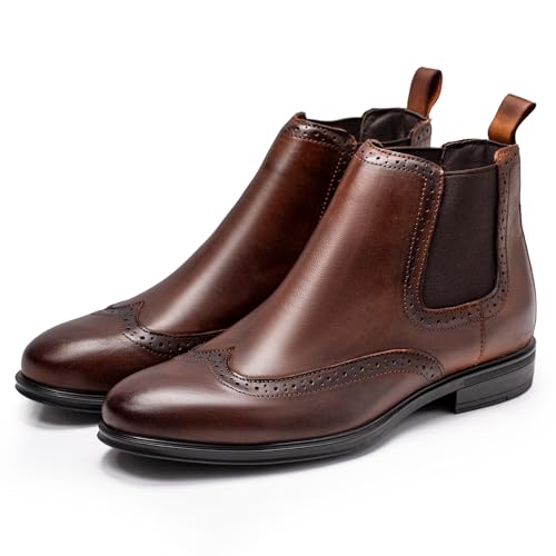ArcBrothers Mens Chelsea Boots,Dress Boots For Men,Slip-on Formal Dress Boots for Men Casual Ankle Boots Classic Brogue Style2