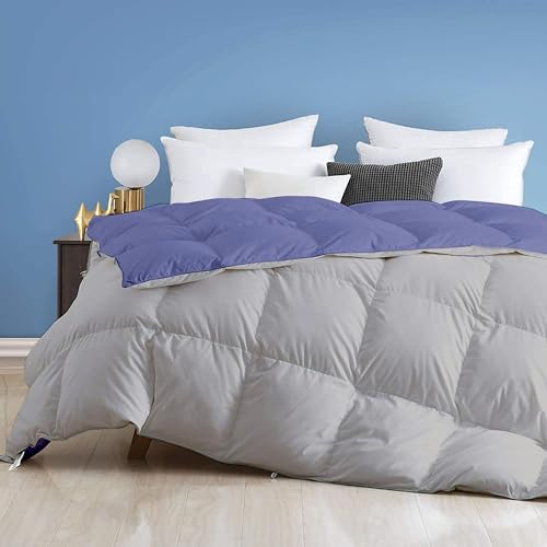 Image of Day Care - 600 GSM Hotel Quality-Down Alternative Reversible Comforter (90 inch x 90 inch Inches /228cm x 228cm) - Comforter Queen Size|Medium Blue /Silver