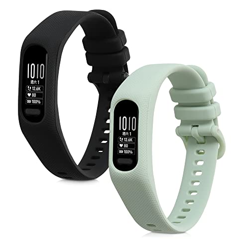 kwmobile Pulsera compatible con Garmin vivosmart 5 / Smart 5 correa - 2x Correas de silicona flexible - Tamaño ajustable
