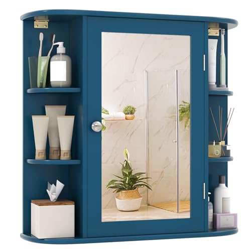 Tangkula Bathroom Medicine Cabinet with Mirror, Wall Mounted Home Storage