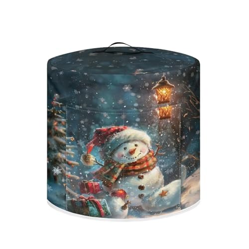 Image of Christmas Snowman Dust Cover with Pocket for 6 Quart Instant Pot Rice Cooker and Air Fryer Round Protective Cover Dust-Proof Stain Resistant Electric Appliance Cover Easy to Clean