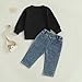 Ledy Champswiin Infant Baby Boy Clothes Set Denim Pants & Long Sleeve Sweatshirt Tops 2PCS Fashion Toddler Boy Jeans Outfit (Black, 3-6 Months)