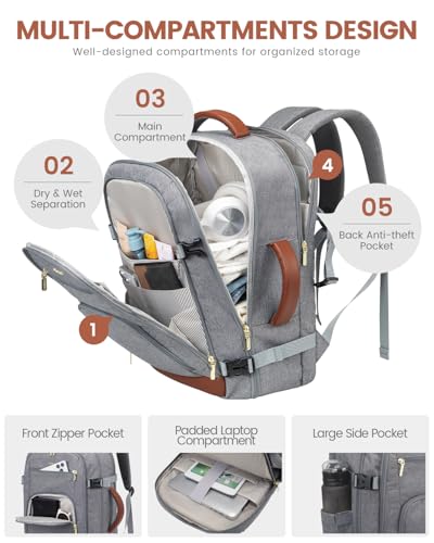 Image of LOVEVOOK 50L Large Carry on Backpack, Travel Backpack for Women Men Flight Approved, Personal Item Travel Bag For Airplanes, Waterproof 18 Inch Laptop Backpack, Business Weekender Overnight Daypack