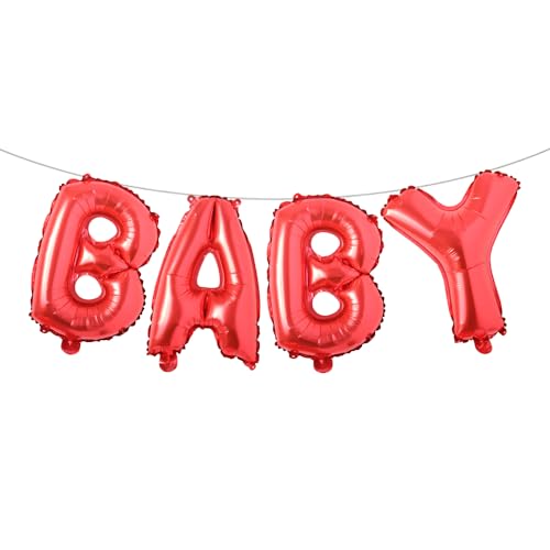 Image of 16 Inch Baby Letter Balloons Multicolor Foil Balloons BABY Balloons, 4 Pcs Foil Aluminum Balloon for kids Birthday, Baby Shower, Wedding, Gender Reveal Party Decorations (BABY Red)