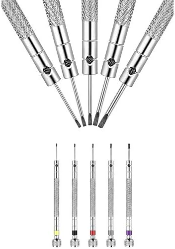5 Pcs Precision Screwdriver Set Watchmakers Screwdrivers Reversible Blade Screwdriver for Watch Eyeglasses Jewelry Repair