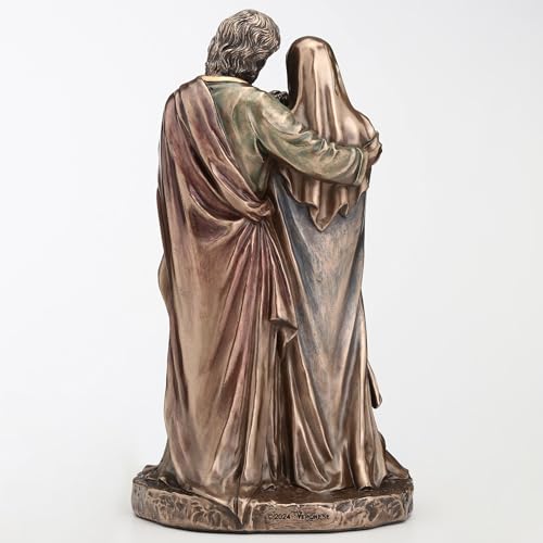 Escultura religiosa Familia Santa con acabado bronce miniatura 6