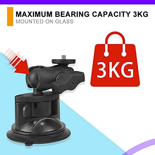 Higatful Car Windshield Suction Cup Mount for Insta360 ONE X2, ONE X, ONE R, GO 2, GoPro Hero Max Fusin 10 9 Accessories and DJI OSMO Action Camera Dash Cam Holder