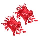 OUNONA 2個春節装飾用立体中 赤提灯 福字デザイン宮灯 パーティーシーン演出用 お祭りや新年の雰囲気作りに