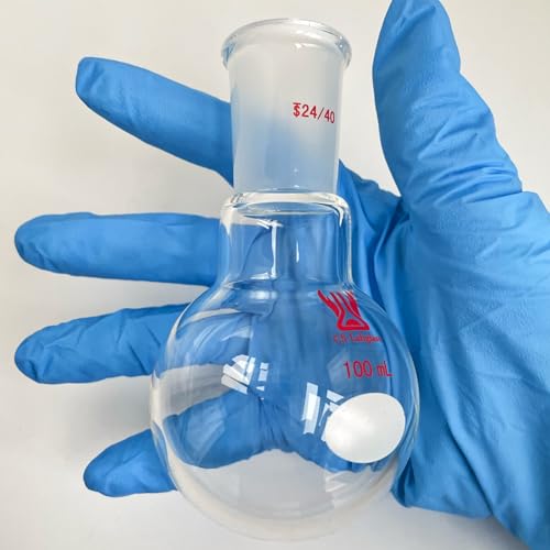 [5 Pack] CS Labglass 100ml Single Neck Round Bottom Flask with 24/40 Standard Taper Outer Joint, Borosilicate Glass Boiling Flask, Lab Glassware - Thumbnail 5