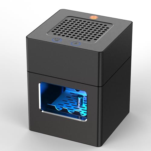 Cenicero de aluminio sin humo, multifuncional 3 en 1, portátil, con encendedor y recargable por USB, filtro HEPA, hogar u oficina (negro)