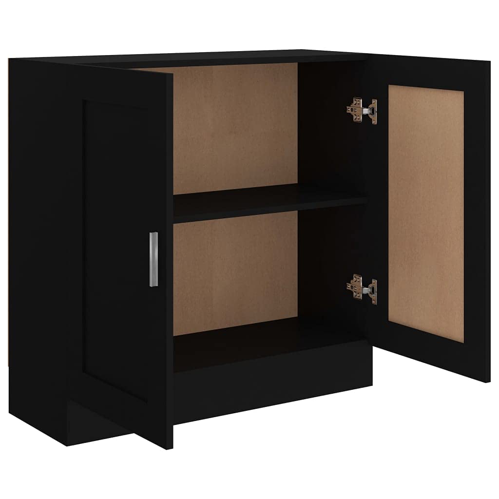 Estantería negra de 82,5 x 30,5 x 80 cm, pequeña estantería de madera MDF con 2 puertas, diseño elegante, resistente y duradero, ahorra espacio, para salón, dormitorio, pasillo