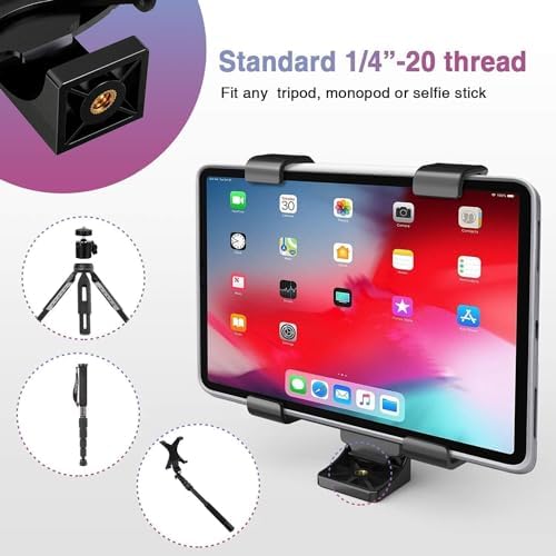 Acuvar Universal Tablet Tripod Mount and Universal Smartphone Mount Holder for All Smartphones and Tablets (10) Tablet Mount + Ball Head