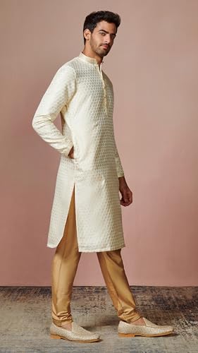 Image of Manyavar Men's Jacquard Self Patterned Kurta Pyjama Set (2pcs)