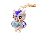 Jzcky Shzrp Lovely Owl Shape Crystal Rhinestone Keychain Key Chain Sparkling Key Ring Charm Purse Pendant Handbag Bag Decoration Holiday Gift(Blue)