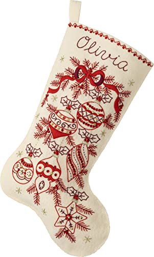 Bucilla, Classic Christmas 18" Felt Applique Stocking Making Kit, Perfect for DIY Needlepoint Arts and Crafts, 89532E