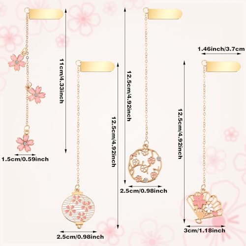 Giantree 4 szt. metalowa zakładka do książki z łańcuszkiem, zestaw zakładek z kwiatami, elegancka złota zakładka, romantyczna zakładka, prezent dla kobiet, pisarek, czytelników, przyjaciół, nastolatek