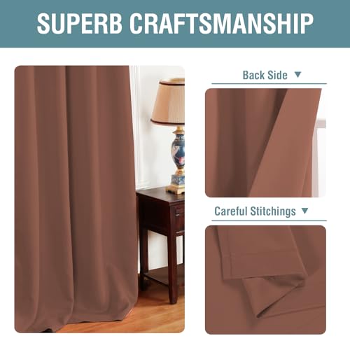Image of H.VERSAILTEX Blackout Curtain for Living Room Thermal Insulated Window Treatment Curtain Extra Long 84 inch Length Energy Saving Solid Grommet Top Blackout Drape, One Panel, Washed Spice, 52 inchW x 84 inchL