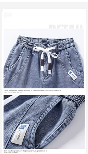 Men's Summer Thin Street Work Pants Elastic Waist Jogger Jeans Work Wear Clothing Denim Jeans2