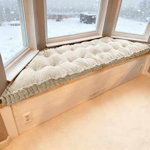 WLXFF Cojín de Asiento Personalizado para Ventana de bahía, cojín de sofá para Interiores, Cojines de Silla, Ribete y diseño botón copetudo, para Banco Esquina, alféizar de Ventana,Custom