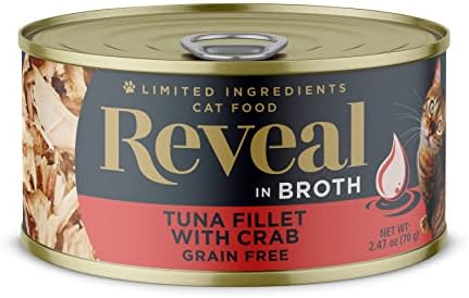 Reveal Natural Wet Cat Food, 24 Pack, Limited Ingredient, Grain Free Food for Cats, Tuna with Crab in Broth, 2.47oz Cans