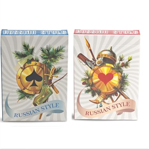 Set 2 Barajas Póker Estilo Ruso Diseño Vintage Rojo Azul