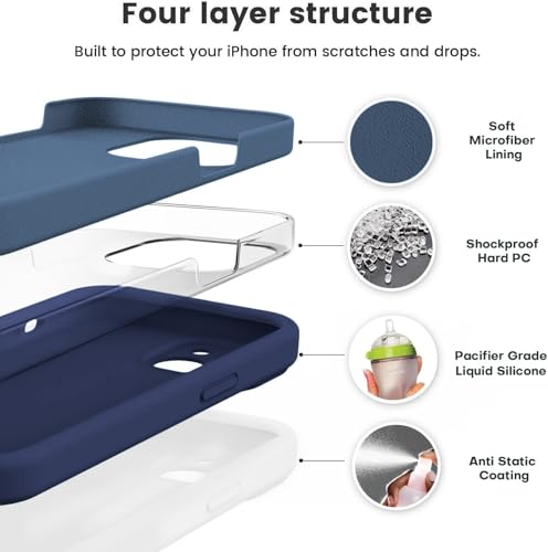 Image of Elzzi Microfiber Square Candy Case Compatible for iPhone 14, Shockproof Slim Back Cover Liquid Silicone Case - Blue