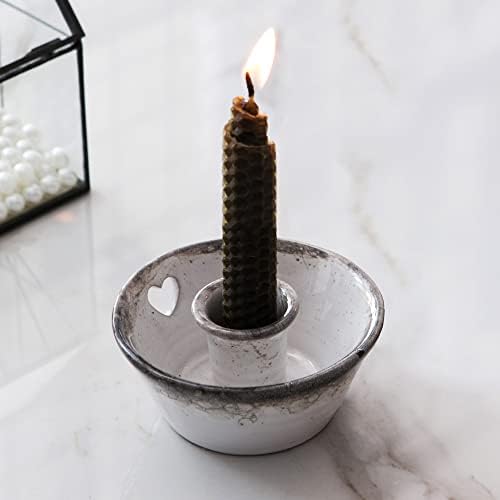 Kendiis Candle Holder Ceramic Candlestick Holder, Candlelight Stand for Spell Candles, Taper Candles, and Incense, Halloween Christmas Dining Room Home Decoration Display