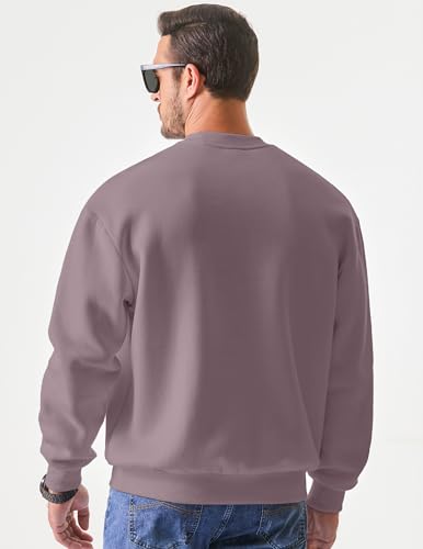 JMIERR Sweatshirt Herren Baumwolle Rundhals Hoodie Pullovers Winter Männer Soft Langarm Sweatshirts Loose Fit Lila XL