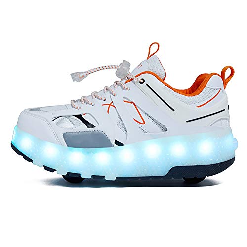 qyy USB Chargable Roller Shoes for Girls Boys Kids Dual Wheel Led Blinking Skate Sneaker Shoes Skating Beginners the Best Gifts for Halloween ThanksgivingWhite-USA 4 qyy USB Chargable Roller Shoes for Girls Boys Kids Dual Wheel Led Blinking Skate Sneaker Shoes Skating Beginners the Best Gifts for Halloween ThanksgivingWhite-USA 4