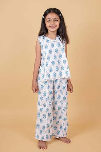 Image of TAGAS Girls Girls V Neck Kurti With Plazo Set | Traditional Girls Ethnic Wear|Ethnic Wear for girls|
