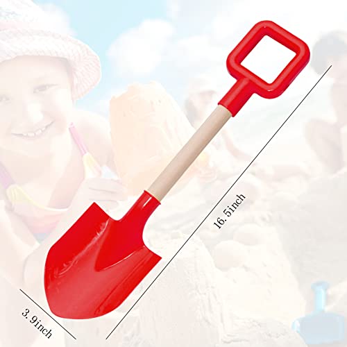 BeneFine 16.5" Long Kids Beach Spades Sand Shovels,Snow Shovels ,Gardening Tools KIT with Plastic Spade & Handle for Digging Sand or Snow Fun Gift Set Bundle(3 Pack)--Blue&Yellow&Red