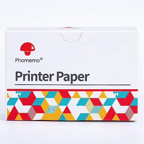 Phomemo Papel térmico autoadesivo branco, papel adesivo para impressão brilhante para impressora móv