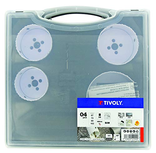 Tivoly XT50527052900 Coffret 5pcs Scie Cloches BIM D67-73-80-102mm + 1 arbre pilote, pour Métal et Bois durs