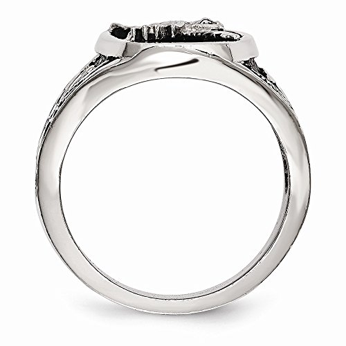 Solid Stainless Steel Polished Enameled Eagle Ring2