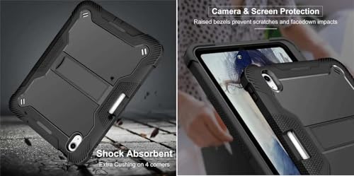 Image of WHITBULL 3 Layer Armor case Cover with Kickstand Compatible with iPad mini 7 (2024) / iPad mini 6 (2021) 8.3 inches with S Pen Holder, Black