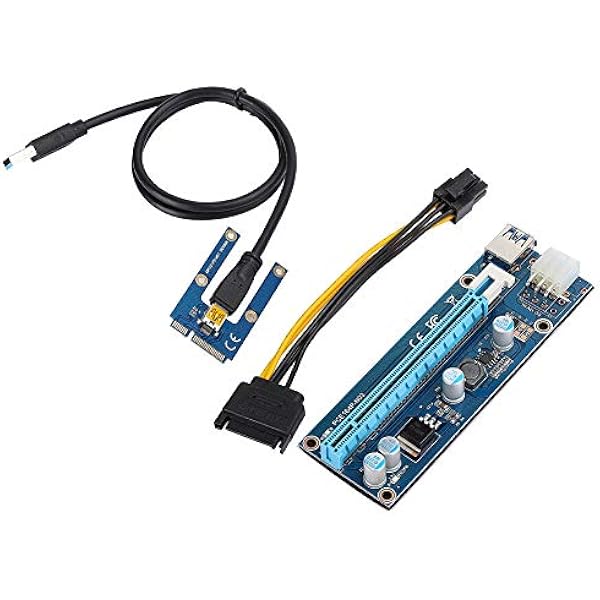 Adapter rozszerzający Mini PCIE na PCI Express 16x z kablem zasilającym SATA do wydobywania kart graficznych Stabilny zasilacz 4 kondensatory półprzewodnikowe Interfejs 6-pinowy