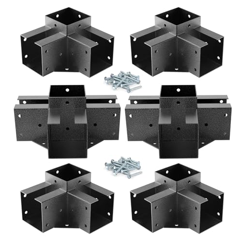 Eapele Pergola Kits with 3-Way & 4-Way Corner Brackets for 4"x 4" Lumber, Powder Coated Steel Made for Gazebos, Patio Pergolas, Log Cabin Outdoor Pergola Hardware