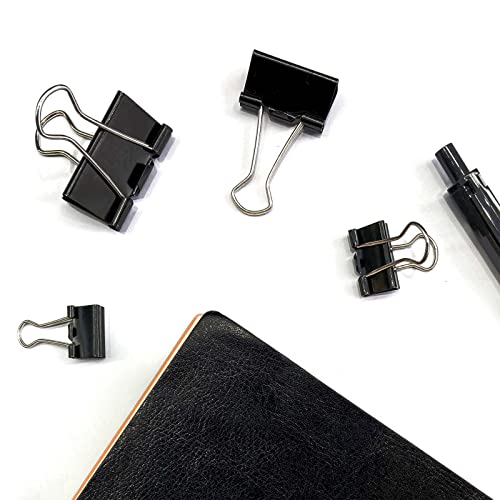 Ykimok 120Pcs Assorted Sizes Binder Clips, Metal Paper Clamps 4 Assorted Sizes, Medium, Small, X Small and Micro for Office Supplies, Black.