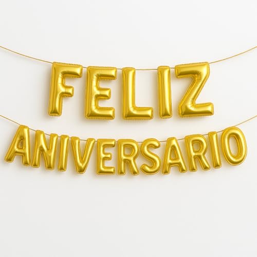 Decoración 'Feliz Aniversario' - Guirnalda Globos de Aluminio para Fiesta, Celebración de Aniversario de Boda, Noviazgo, Empresa, Amistad o Eventos Especiales