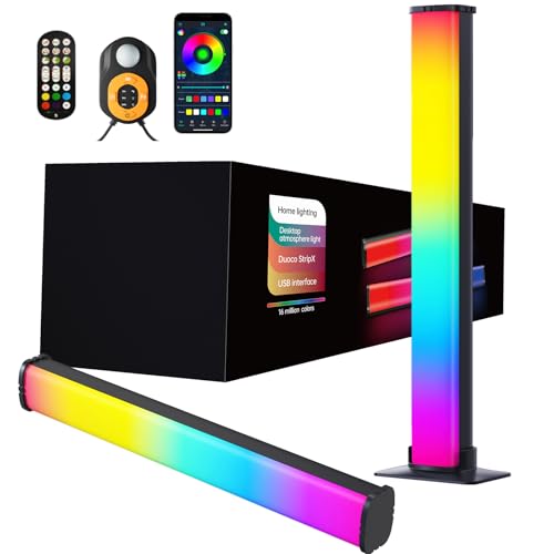 Auplf RGBIC Light Bars, TV Backlight Sync with Music Gaming Lights USB Port for PC, TV, Room Decoration Work with Sensor & Remote Control & APP Control - 2PCS