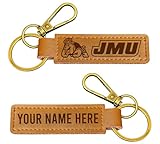 R and R Imports James Madison Dukes Customizable Leather Keychain 3.25" Long Officially Licensed Collegiate Product Single