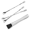 Set van 4 Muddler Bar Tools Essentials, SourceTon 10 Inch RVS Cocktail Muddler & 3 Stuks Mixing Lepels Ideaal Bartender Tool voor Huis en Bar